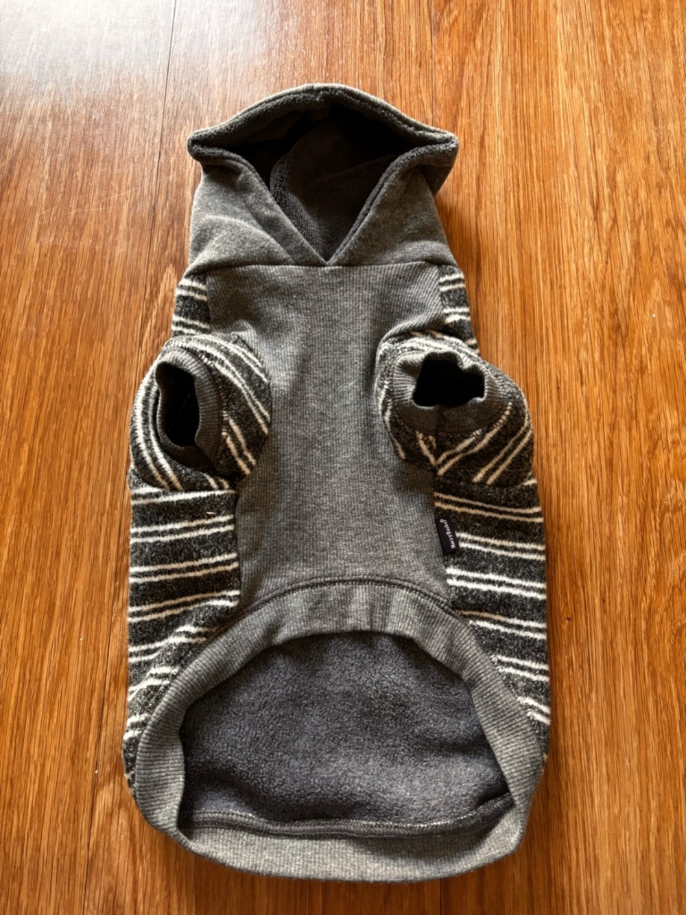 Cozy Gray Striped Hooded Dog Sweater